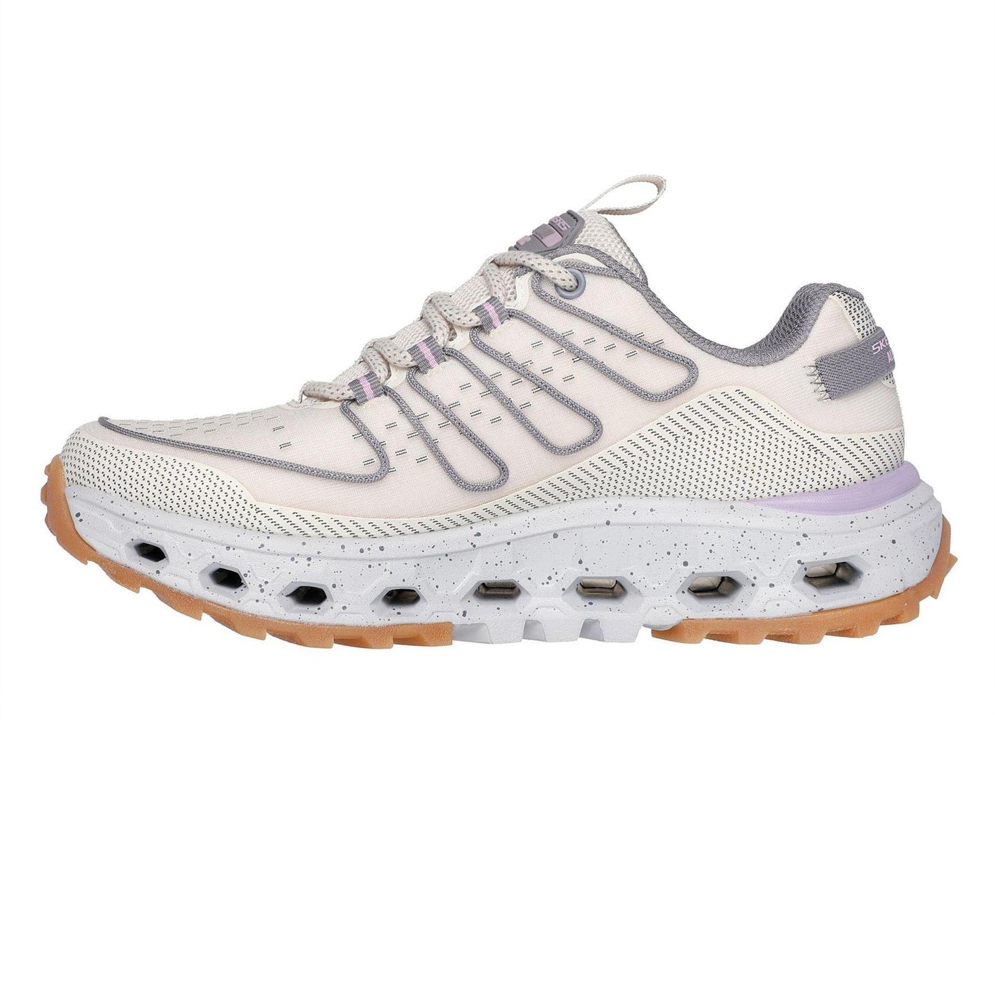 Natural-Purple - Back - Skechers Womens-Ladies Step At Slip-on Trainers