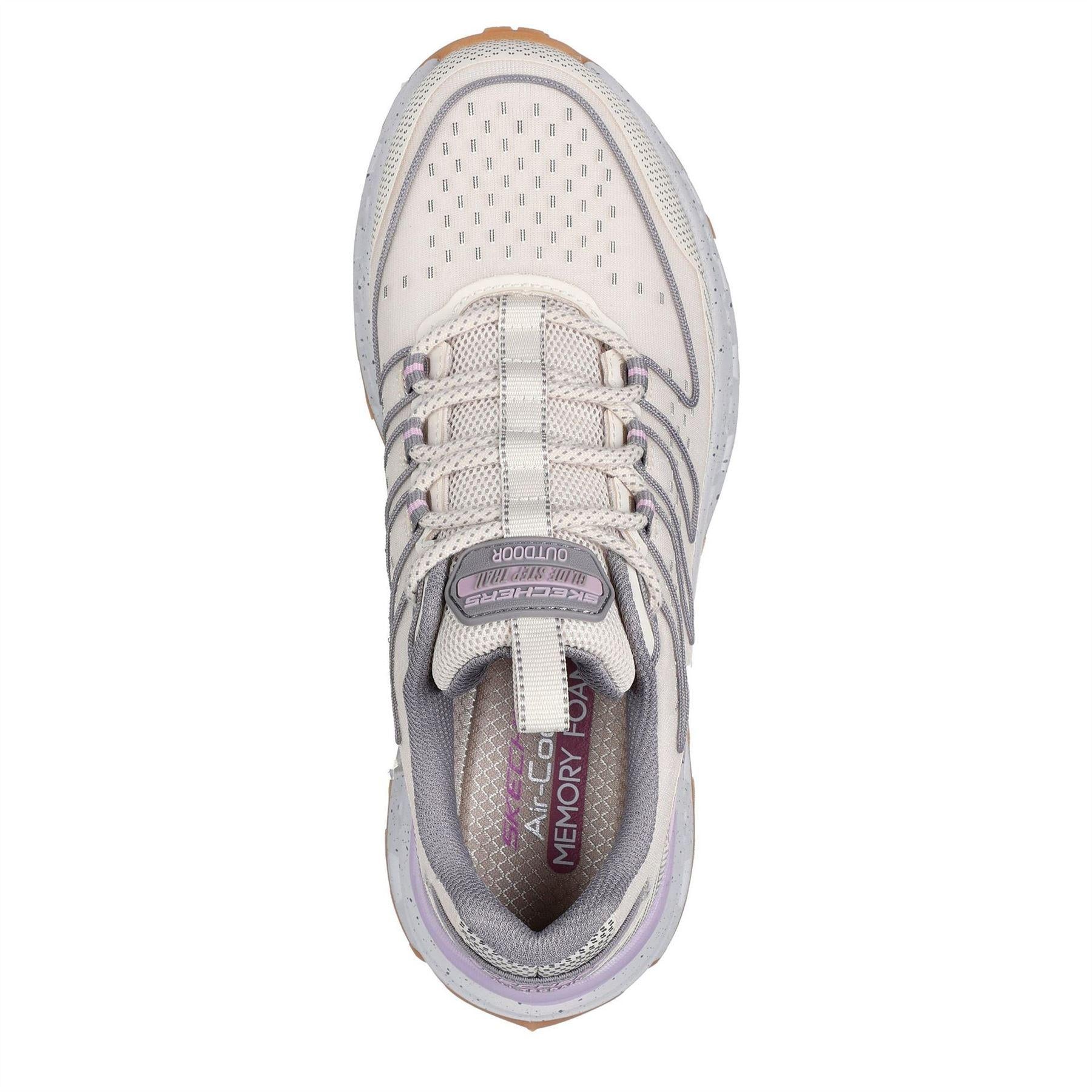 Natural-Purple - Side - Skechers Womens-Ladies Step At Slip-on Trainers