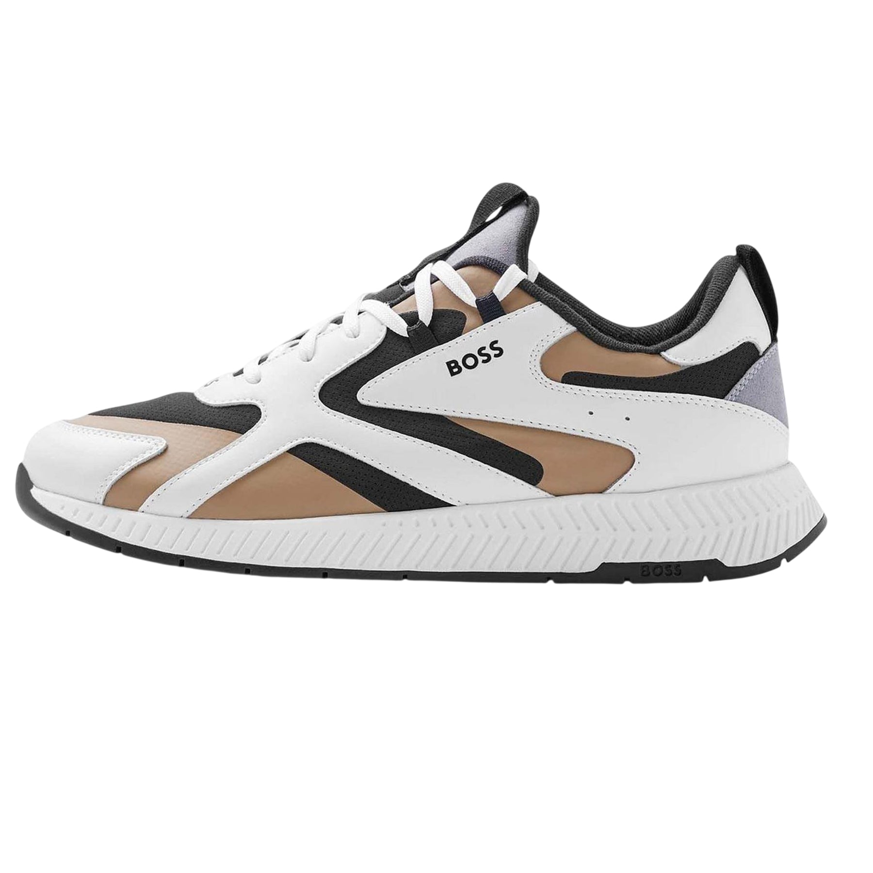 Beige - Back - Boss Mens Running Trainers