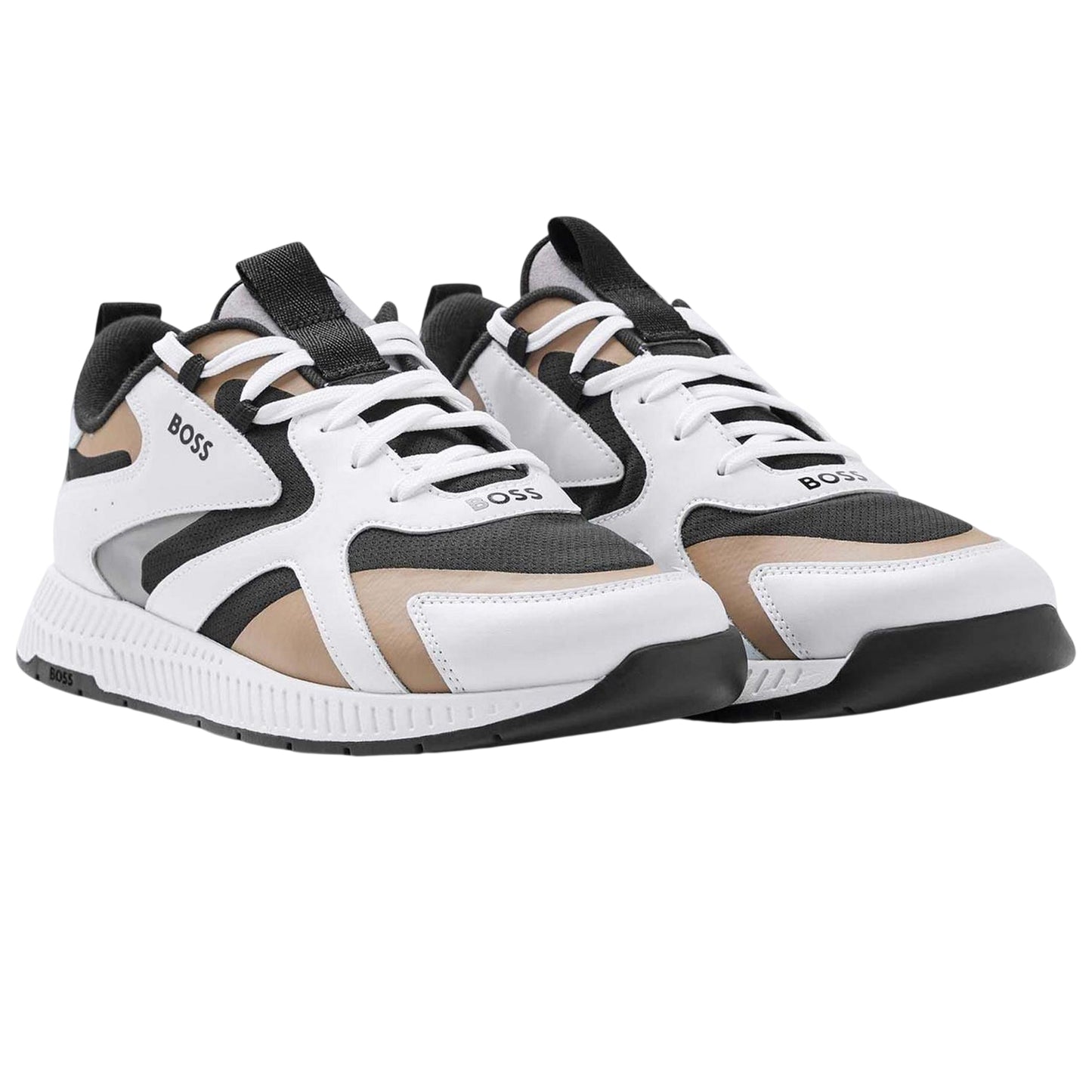 Beige - Side - Boss Mens Running Trainers