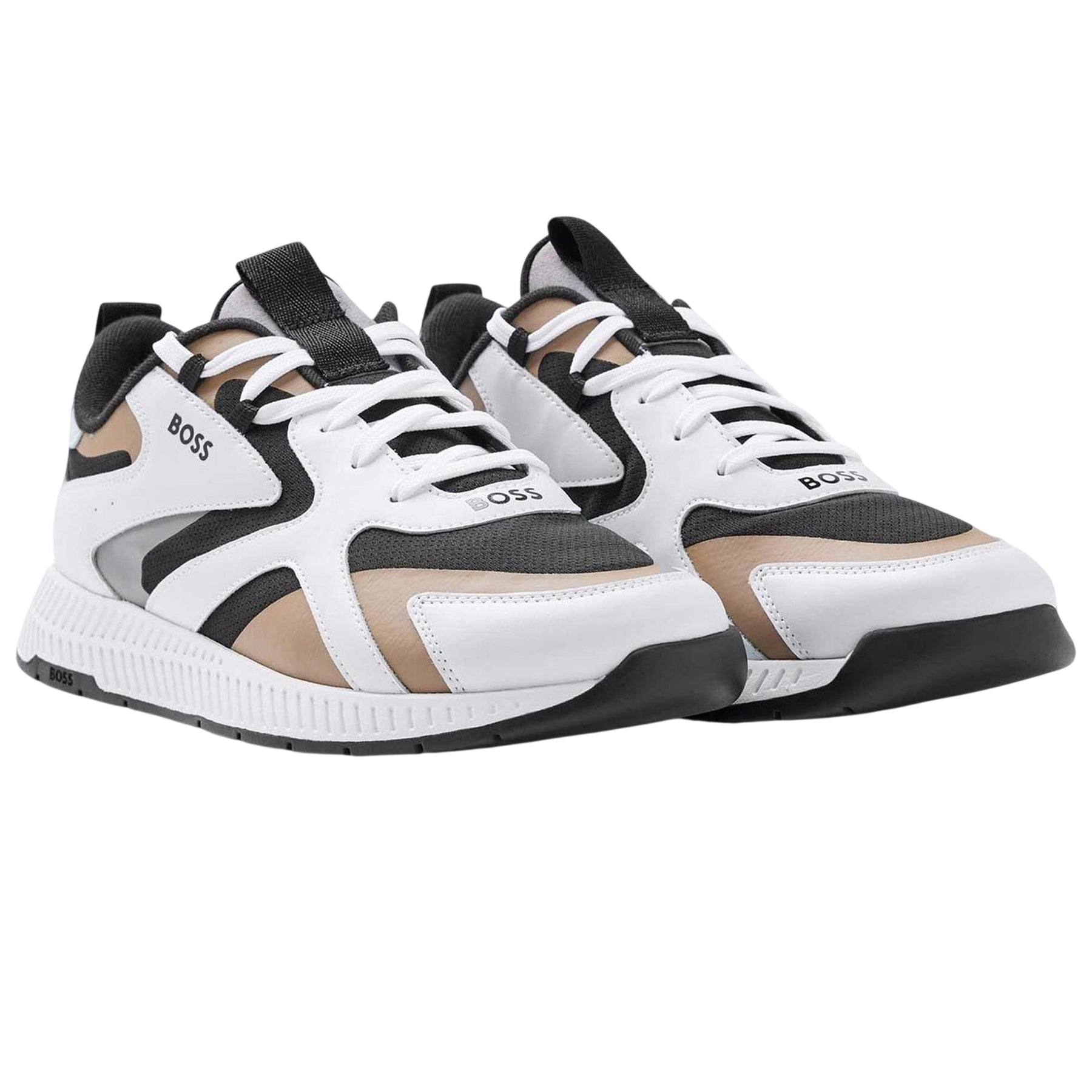Beige - Side - Boss Mens Running Trainers