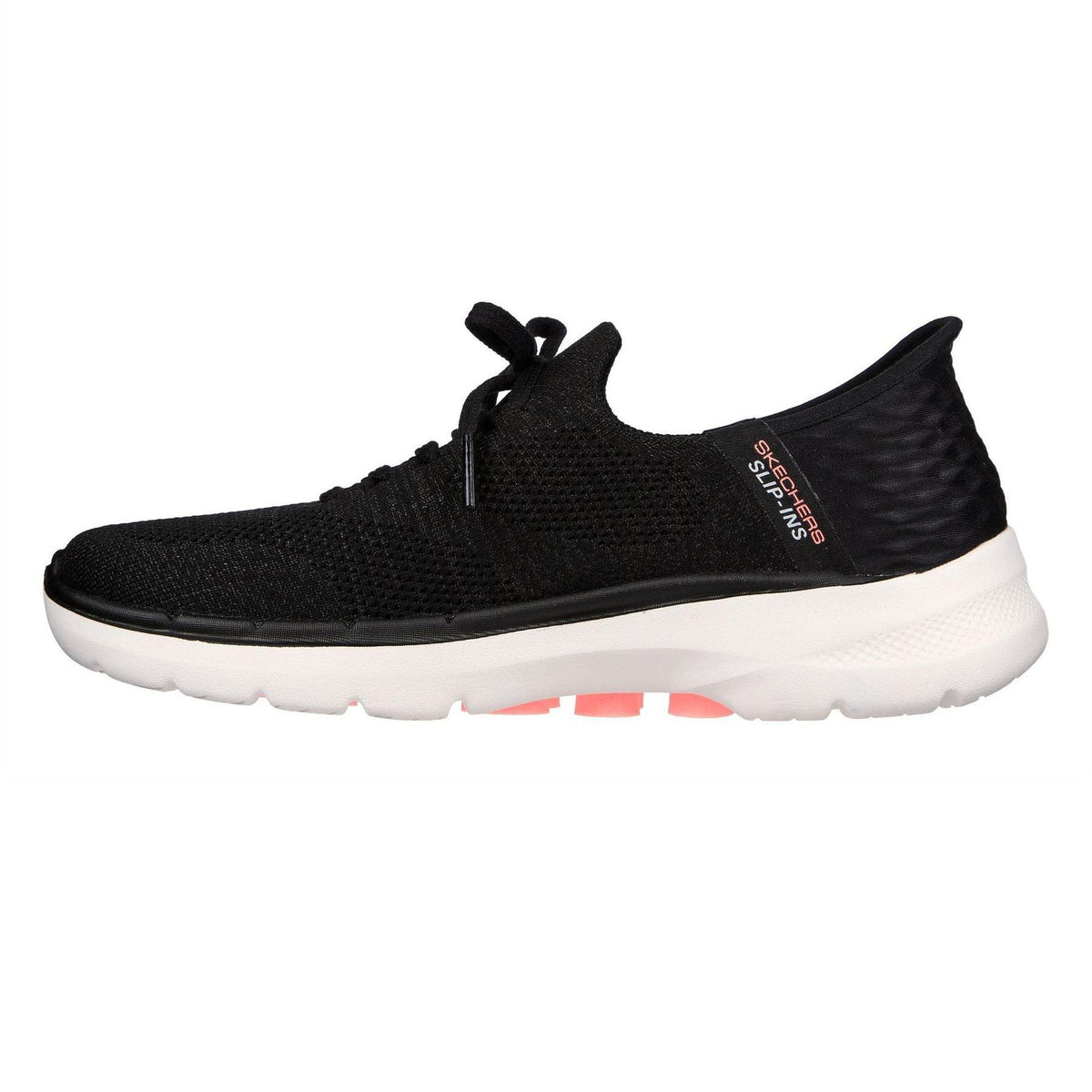 Black-Hot Pink - Back - Skechers Womens-Ladies Go Walk 6 Slip-on Trainers
