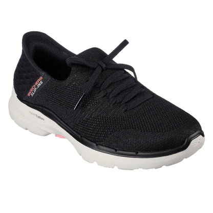 Black-Hot Pink - Lifestyle - Skechers Womens-Ladies Go Walk 6 Slip-on Trainers