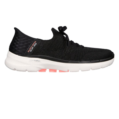 Black-Hot Pink - Front - Skechers Womens-Ladies Go Walk 6 Slip-on Trainers