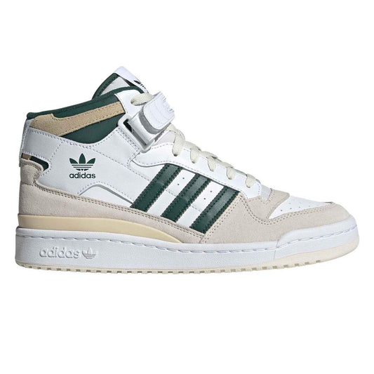 White - Front - Adidas Mens Forum Leather Mid Cut Trainers
