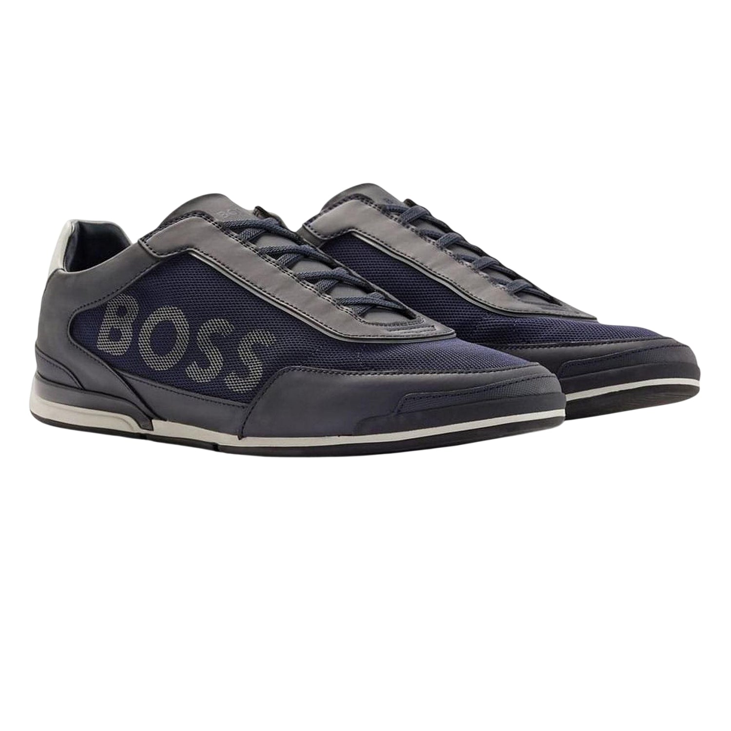 Dark Blue - Side - Boss Mens Saturn Slip-on Trainers