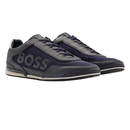 Dark Blue - Side - Boss Mens Saturn Slip-on Trainers