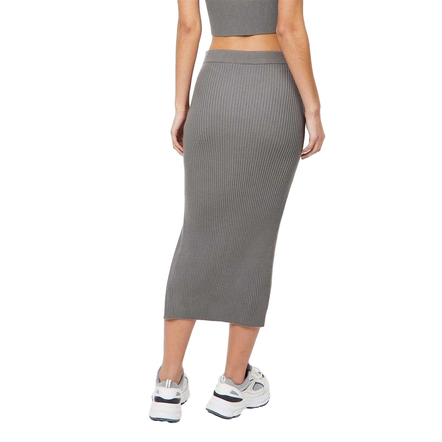 Muted Green - Back - Jack Wills Womens-Ladies Ribbed Knitted Midi Skirt