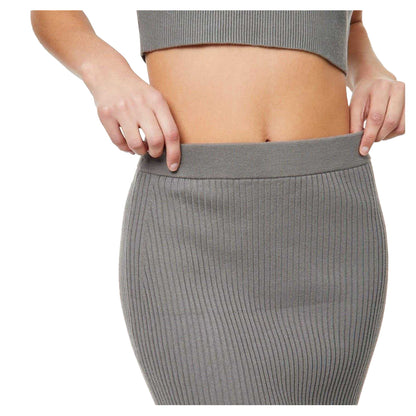 Muted Green - Side - Jack Wills Womens-Ladies Ribbed Knitted Midi Skirt