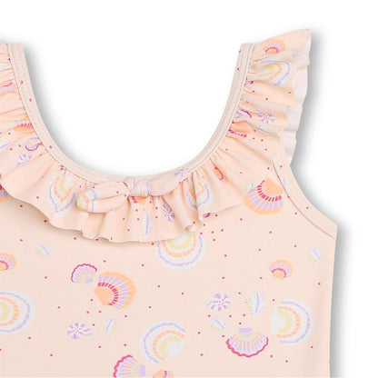 Apricot - Side - Carrement Beau Girls Shell Scoop Neck One Piece Swimsuit