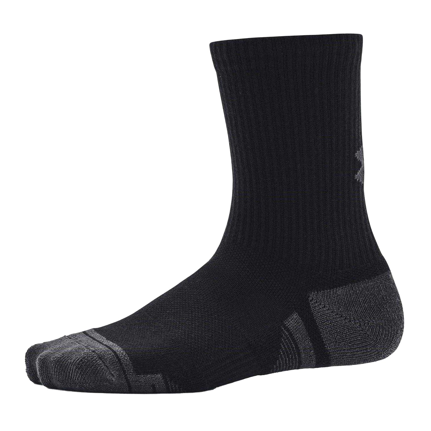 Black - Side - Under Armour Unisex Adult Logo Crew Socks (Pack of 3)