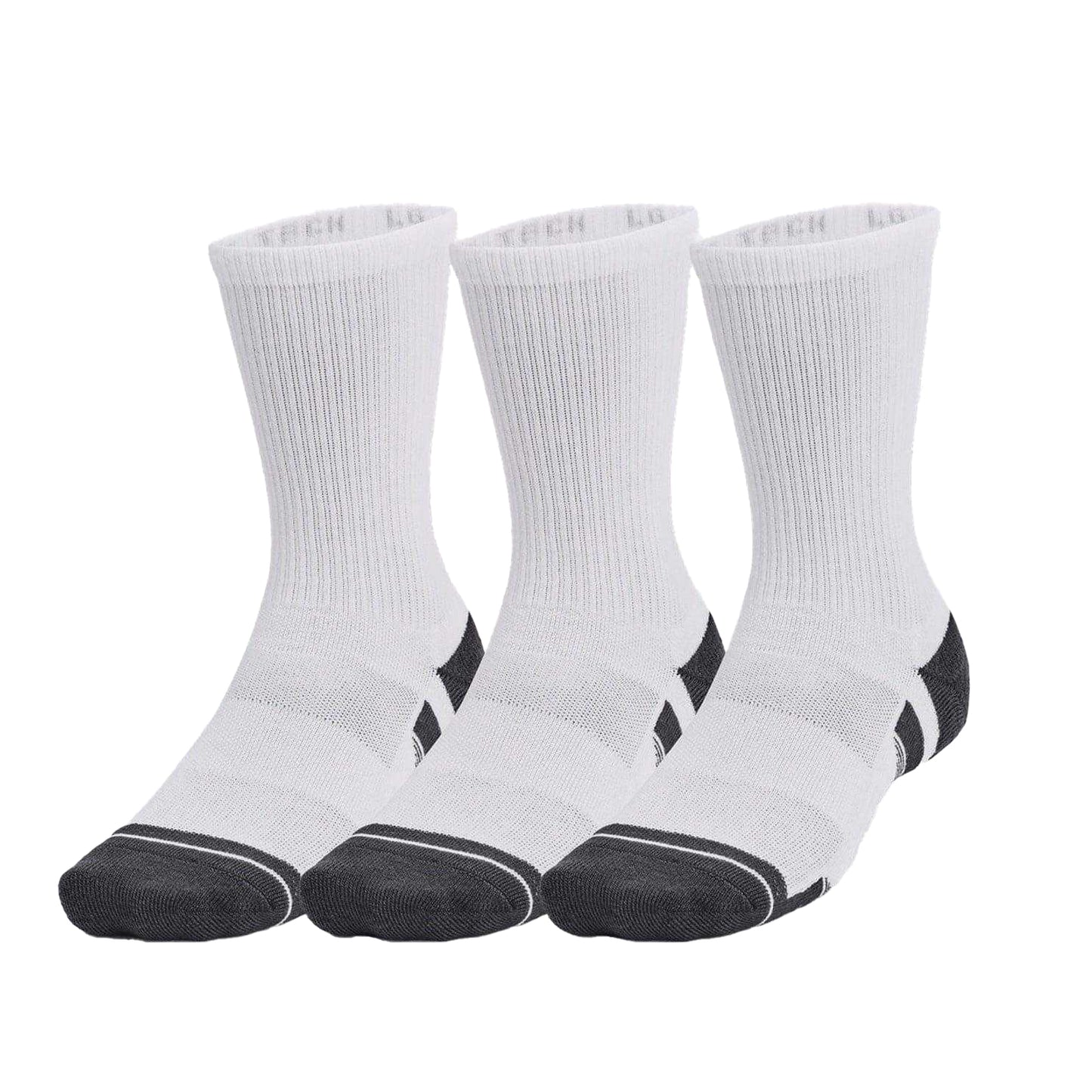 White - Front - Under Armour Unisex Adult Logo Crew Socks (Pack of 3)
