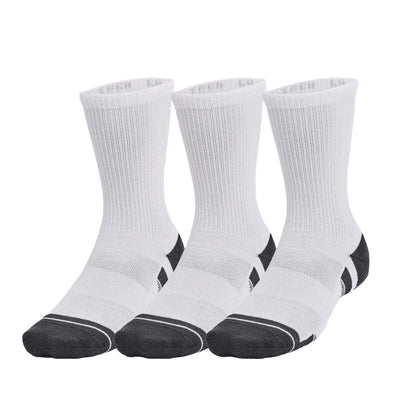 White - Front - Under Armour Unisex Adult Logo Crew Socks (Pack of 3)
