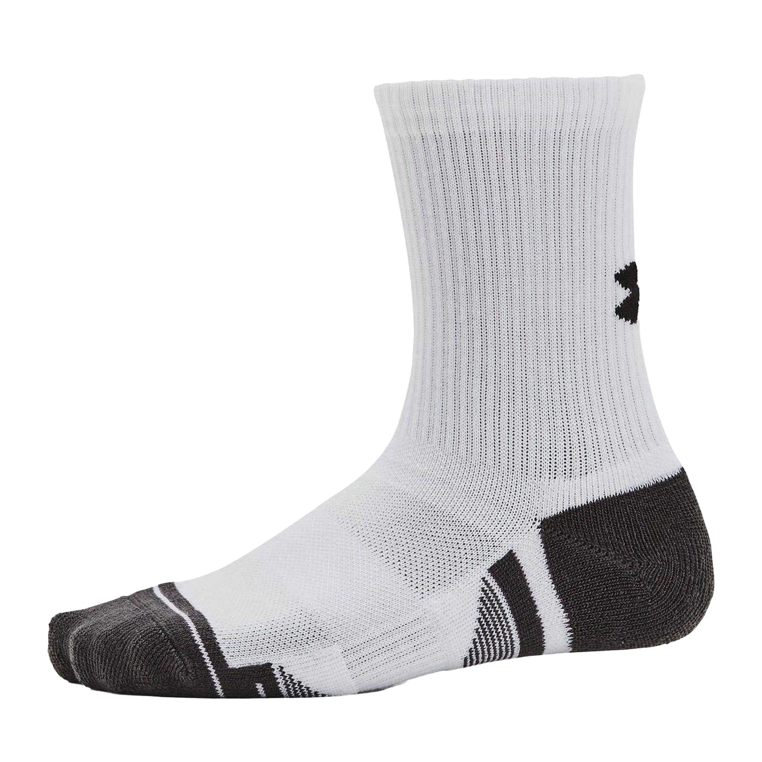 White - Side - Under Armour Unisex Adult Logo Crew Socks (Pack of 3)