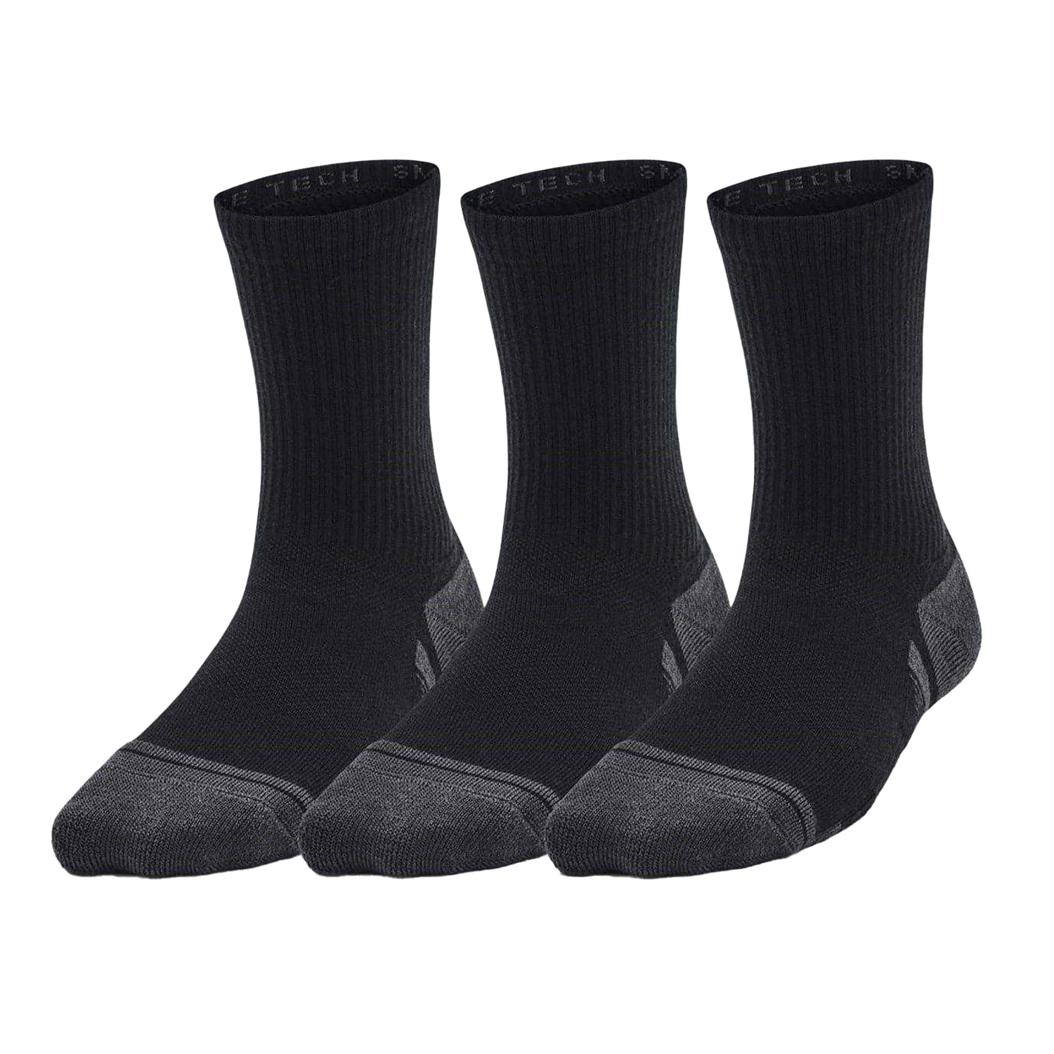 Black - Front - Under Armour Unisex Adult Logo Crew Socks (Pack of 3)