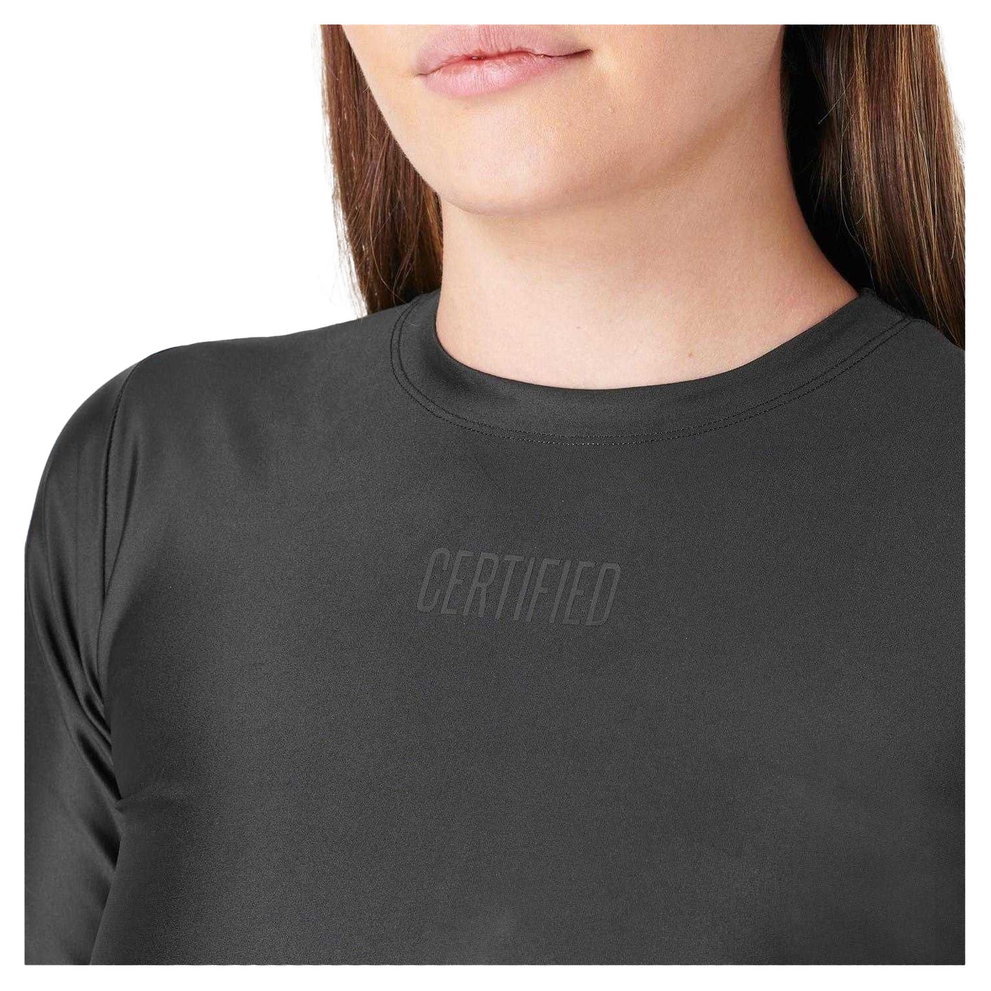 Black - Side - Certified Womens-Ladies Plain Crop T-Shirt