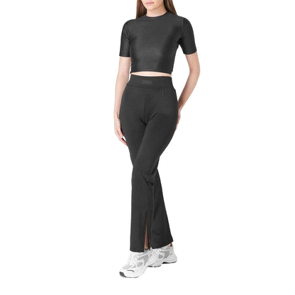 Black - Lifestyle - Certified Womens-Ladies Plain Crop T-Shirt