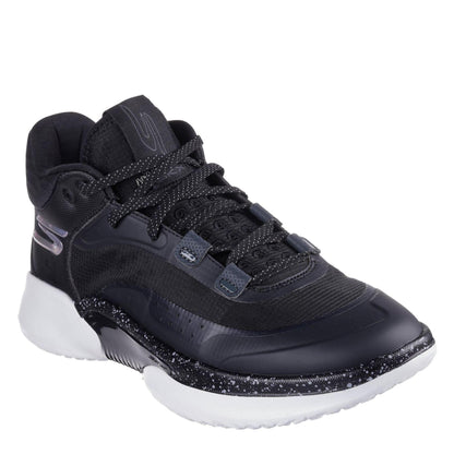 Black-White - Side - Skechers Mens Resagrip Logo Trainers