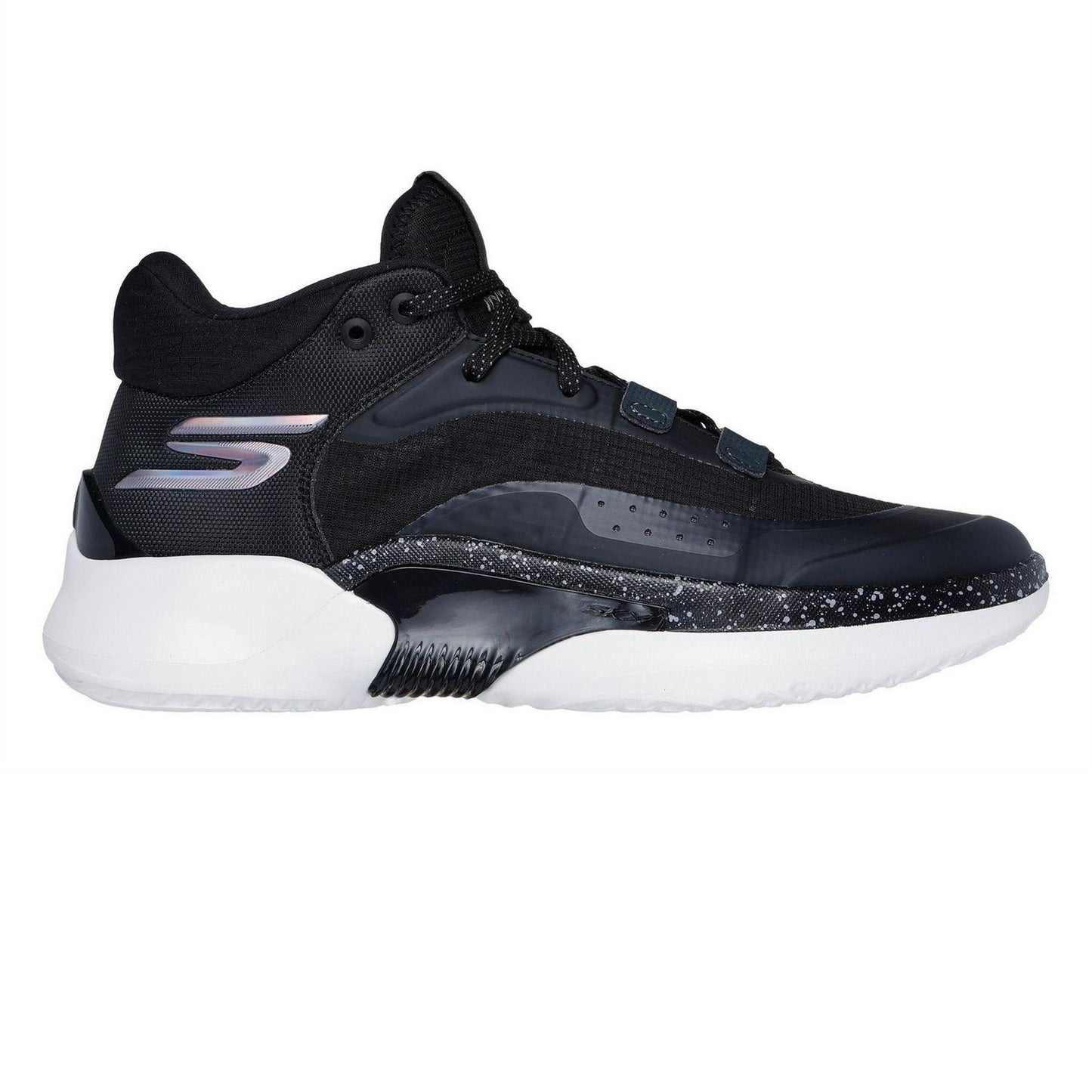 Black-White - Front - Skechers Mens Resagrip Logo Trainers