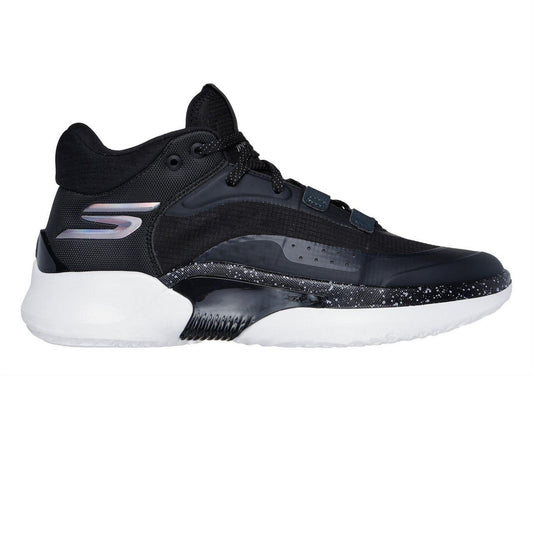 Black-White - Front - Skechers Mens Resagrip Logo Trainers
