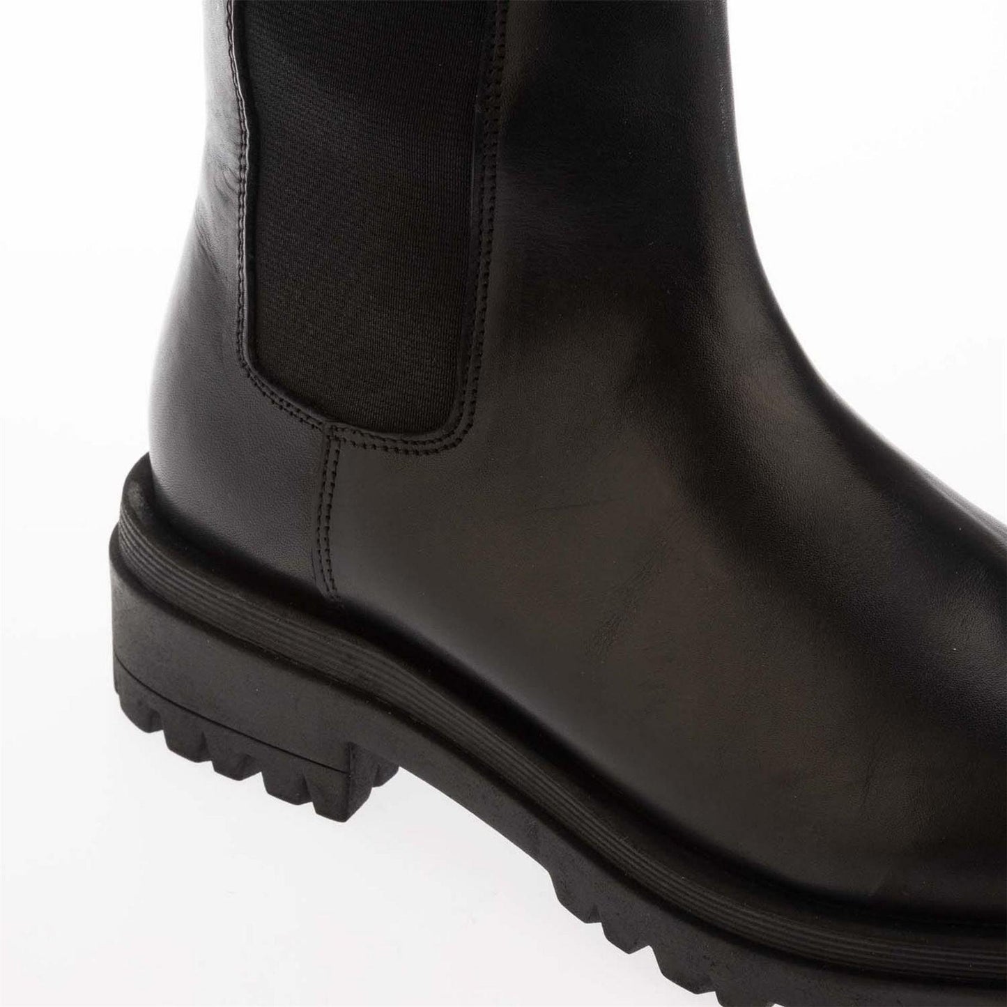 Black - Lifestyle - Dune London Womens-Ladies Leather Elasticated Panel Knee-High Boots