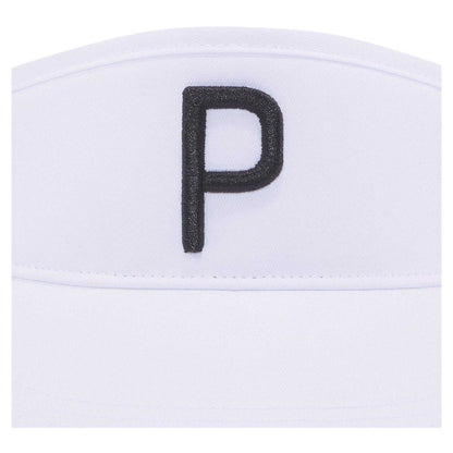 White-Black - Pack Shot - Puma Embroidered Logo Golf Visor