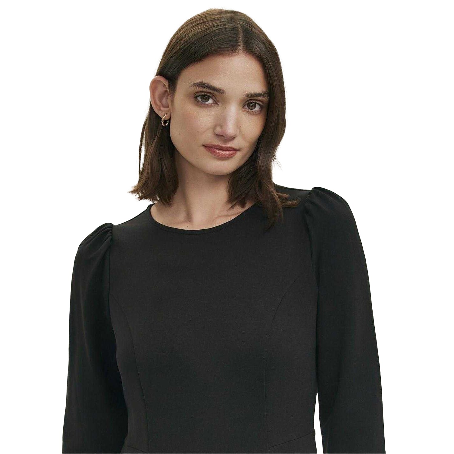 Black - Side - Finery Womens-Ladies Felice Ponte Crew Neck Midi Dress