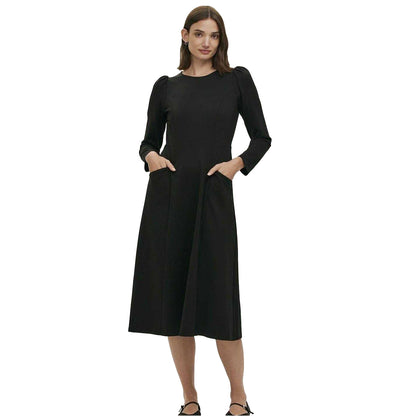 Black - Front - Finery Womens-Ladies Felice Ponte Crew Neck Midi Dress