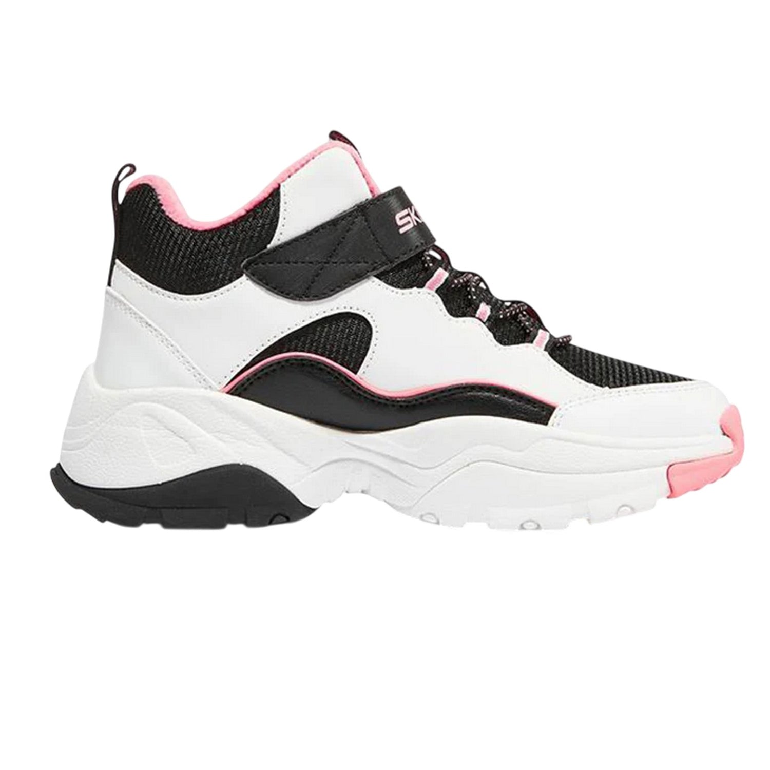 Pink - Side - Skechers Childrens-Kids Kozmiks1 High Top Trainers