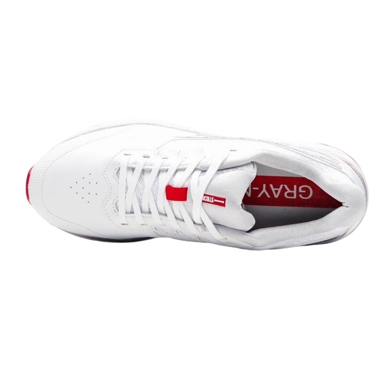 White-Red - Side - Gray-Nicolls Mens Velocity Leather Spikes Cricket Shoes