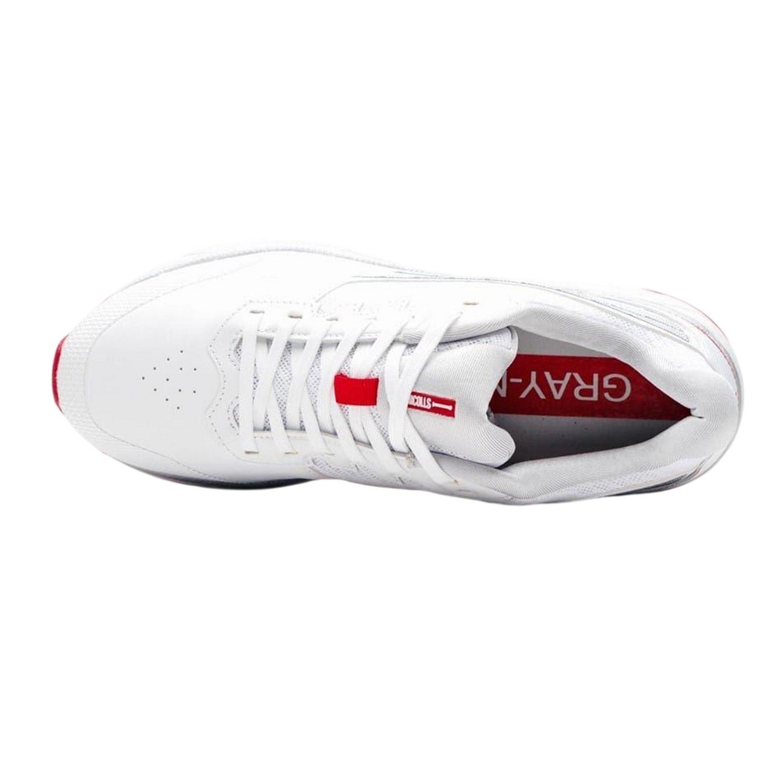 White-Red - Side - Gray-Nicolls Mens Velocity Leather Spikes Cricket Shoes
