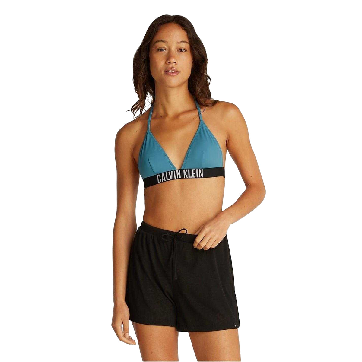 Storm Blue - Side - Calvin Klein Womens-Ladies Triangle Cups Bikini Top