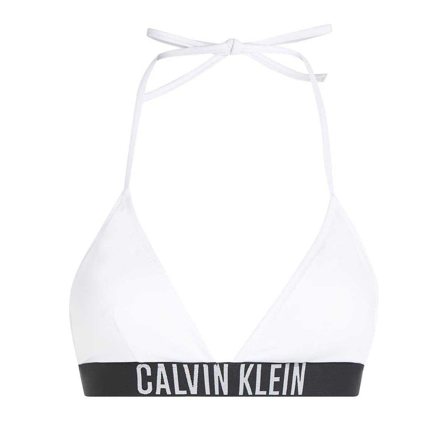 White - Back - Calvin Klein Womens-Ladies Triangle Cups Bikini Top