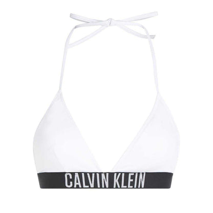 White - Back - Calvin Klein Womens-Ladies Triangle Cups Bikini Top