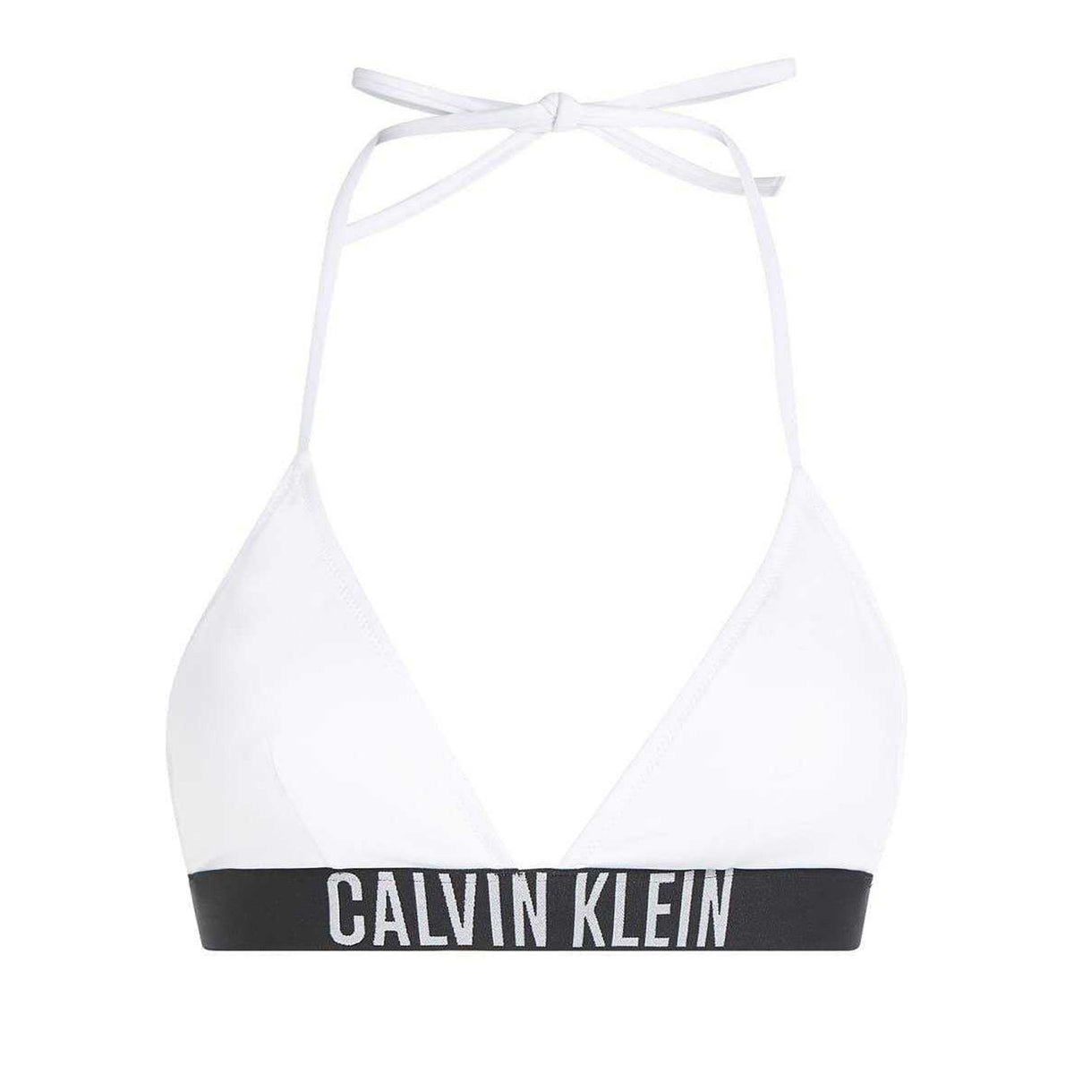 White - Back - Calvin Klein Womens-Ladies Triangle Cups Bikini Top