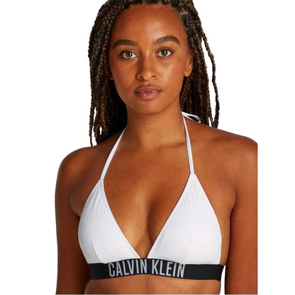 Brilliant White - Side - Calvin Klein Womens-Ladies Triangle Cups Bikini Top