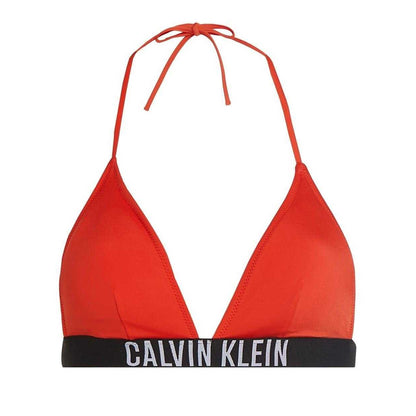 Chilli Red - Back - Calvin Klein Womens-Ladies Triangle Cups Bikini Top