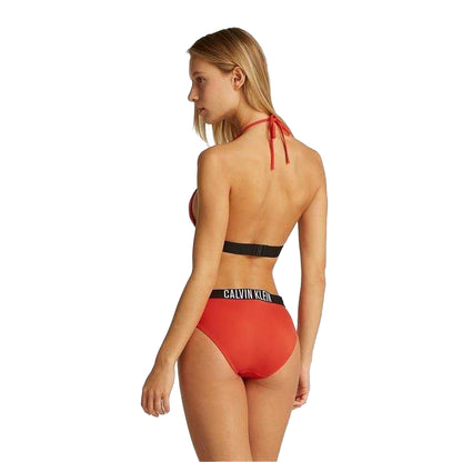 Chilli Red - Side - Calvin Klein Womens-Ladies Triangle Cups Bikini Top