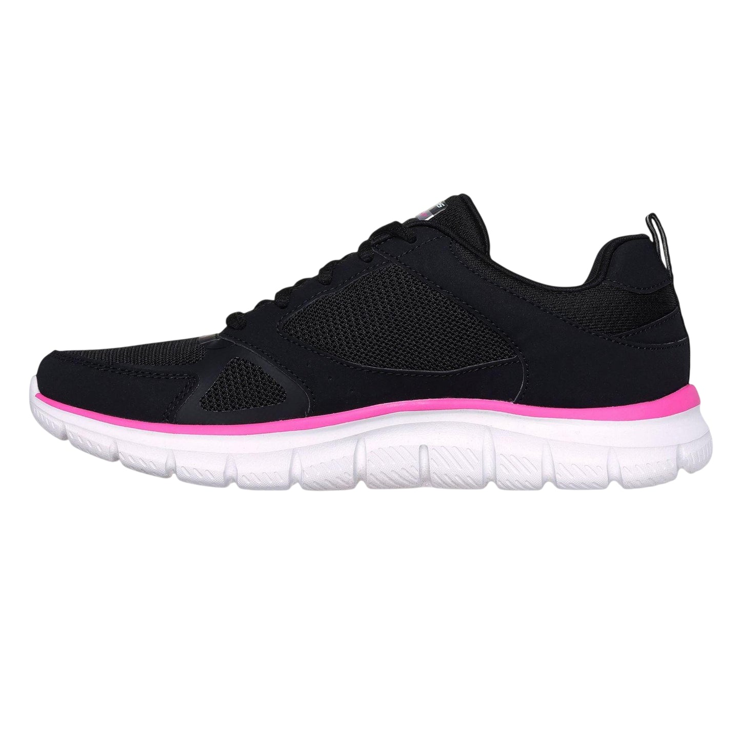 Black-Pink - Back - Skechers Childrens-Kids Track Slip-on Trainers