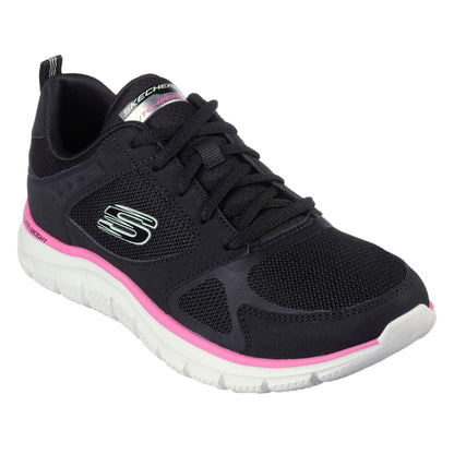 Black-Pink - Side - Skechers Childrens-Kids Track Slip-on Trainers