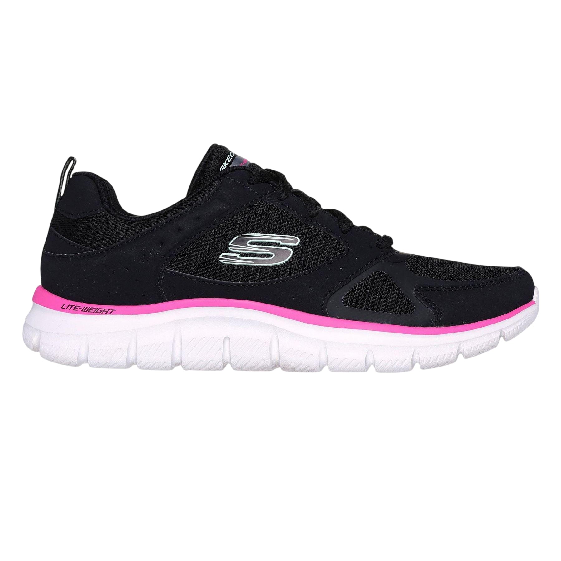 Black-Pink - Front - Skechers Childrens-Kids Track Slip-on Trainers