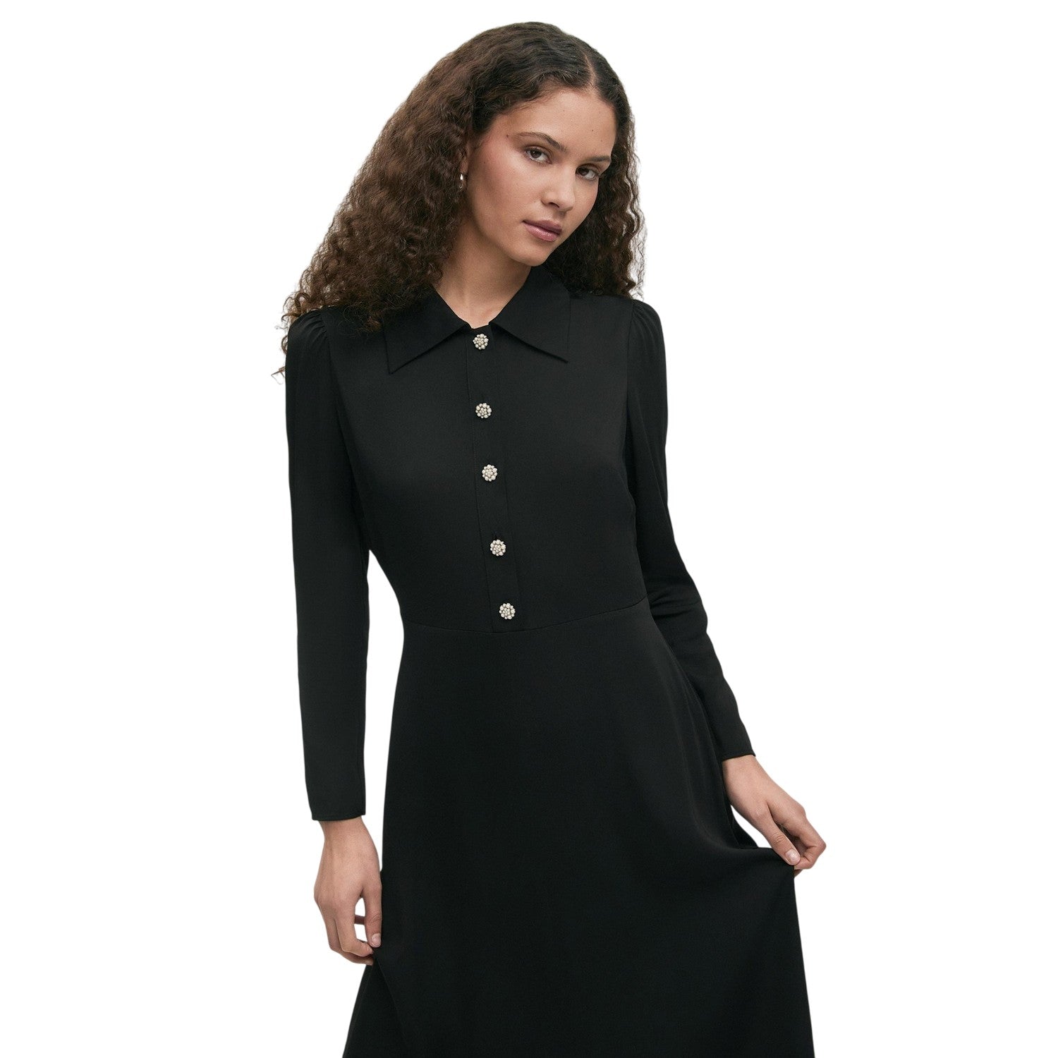 Black - Front - Finery Womens-Ladies Lucia Collared Midi Dress