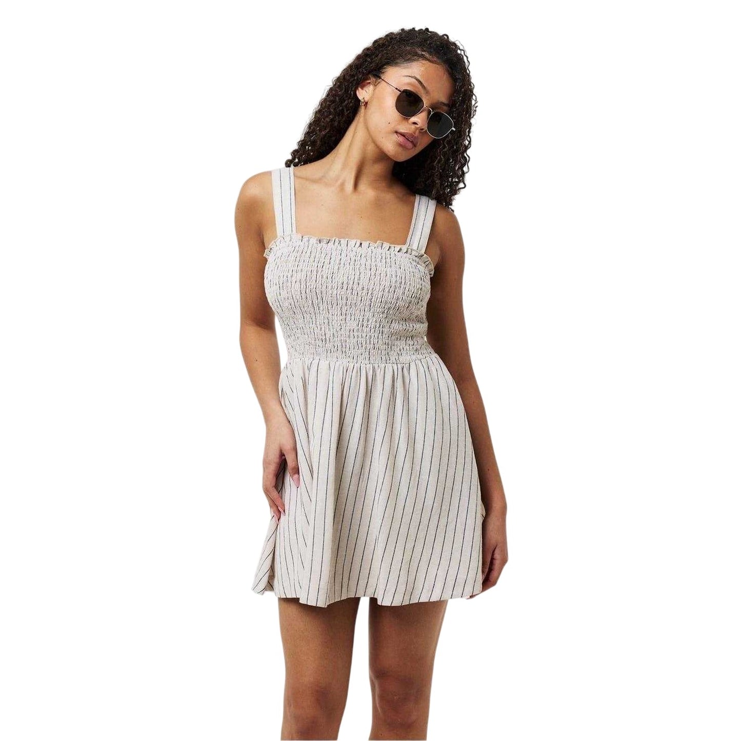 Natural - Lifestyle - Jack Wills Womens-Ladies Striped Shirred Skater Dress