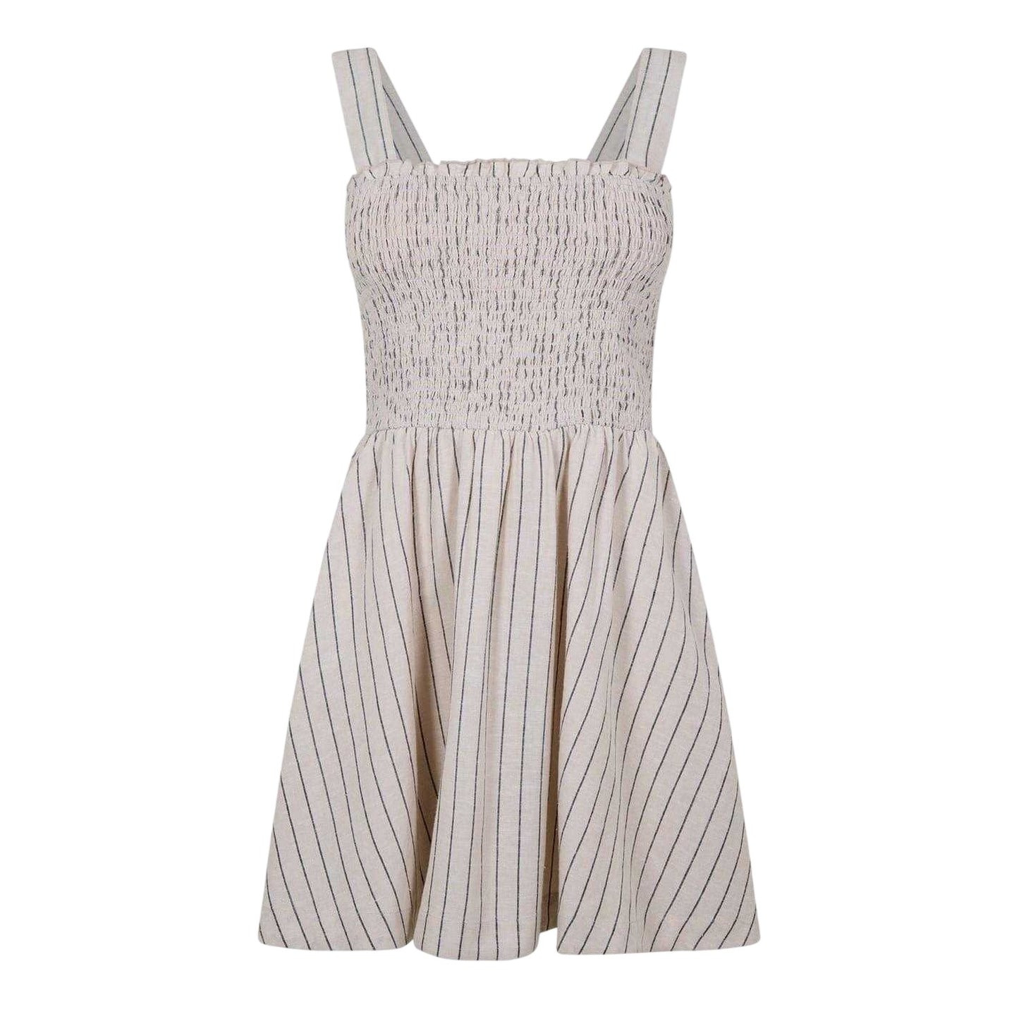 Natural - Front - Jack Wills Womens-Ladies Striped Shirred Skater Dress