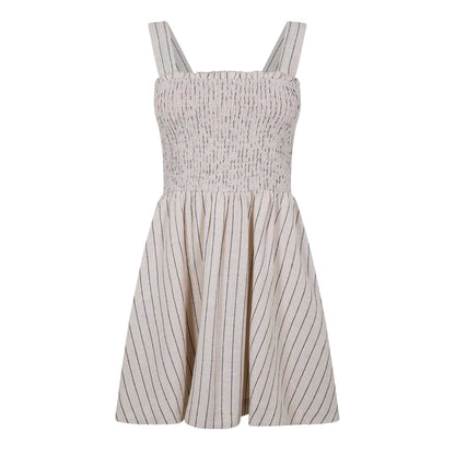 Natural - Front - Jack Wills Womens-Ladies Striped Shirred Skater Dress