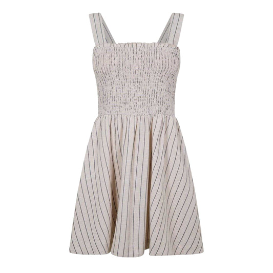Natural - Front - Jack Wills Womens-Ladies Striped Shirred Skater Dress