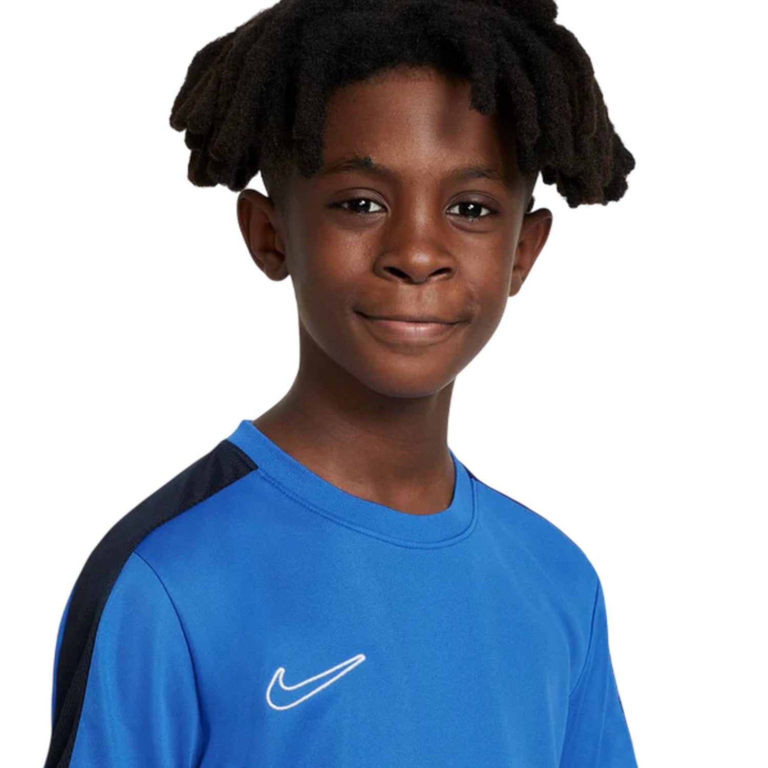 Blue-Obsidian Blue-White - Side - Nike Childrens-Kids Academy Swoosh Top