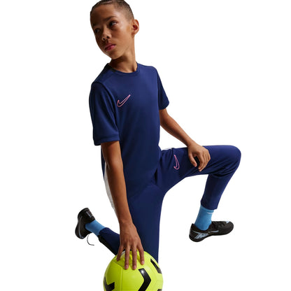 Blue-Pink - Side - Nike Childrens-Kids Academy Swoosh Top