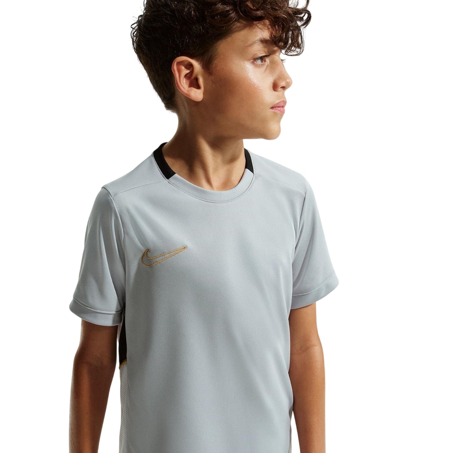 Grey-Gold - Front - Nike Childrens-Kids Academy Swoosh Top