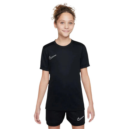 Black-White - Front - Nike Childrens-Kids Academy Swoosh Top